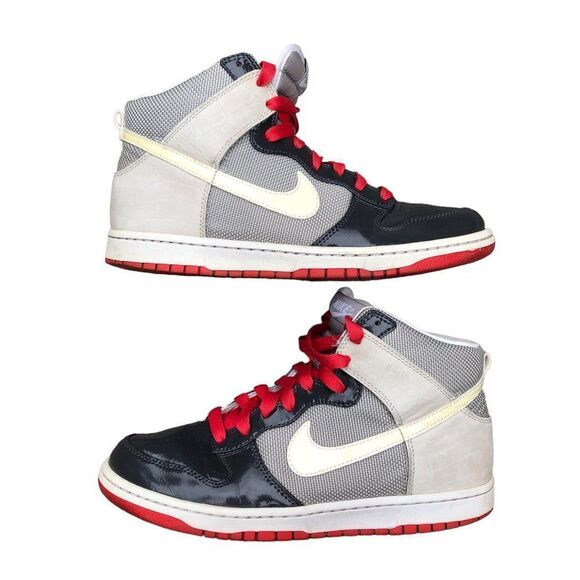 Vintage 2008 Nike Dunk High Patent Toe Grey Sunburst Size 10 - Picture 1 of 16